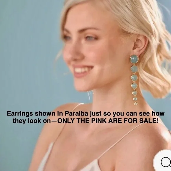 VTG Laura Foote Dropping Circles Earrings in Dyed Hot Pink Quartz Stone, RARE - Picture 10 of 12